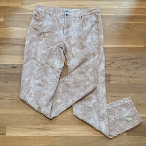Per Se Snakeskin Printed Mid-Rise Skinny Tan & Beige Pants Women’s 8